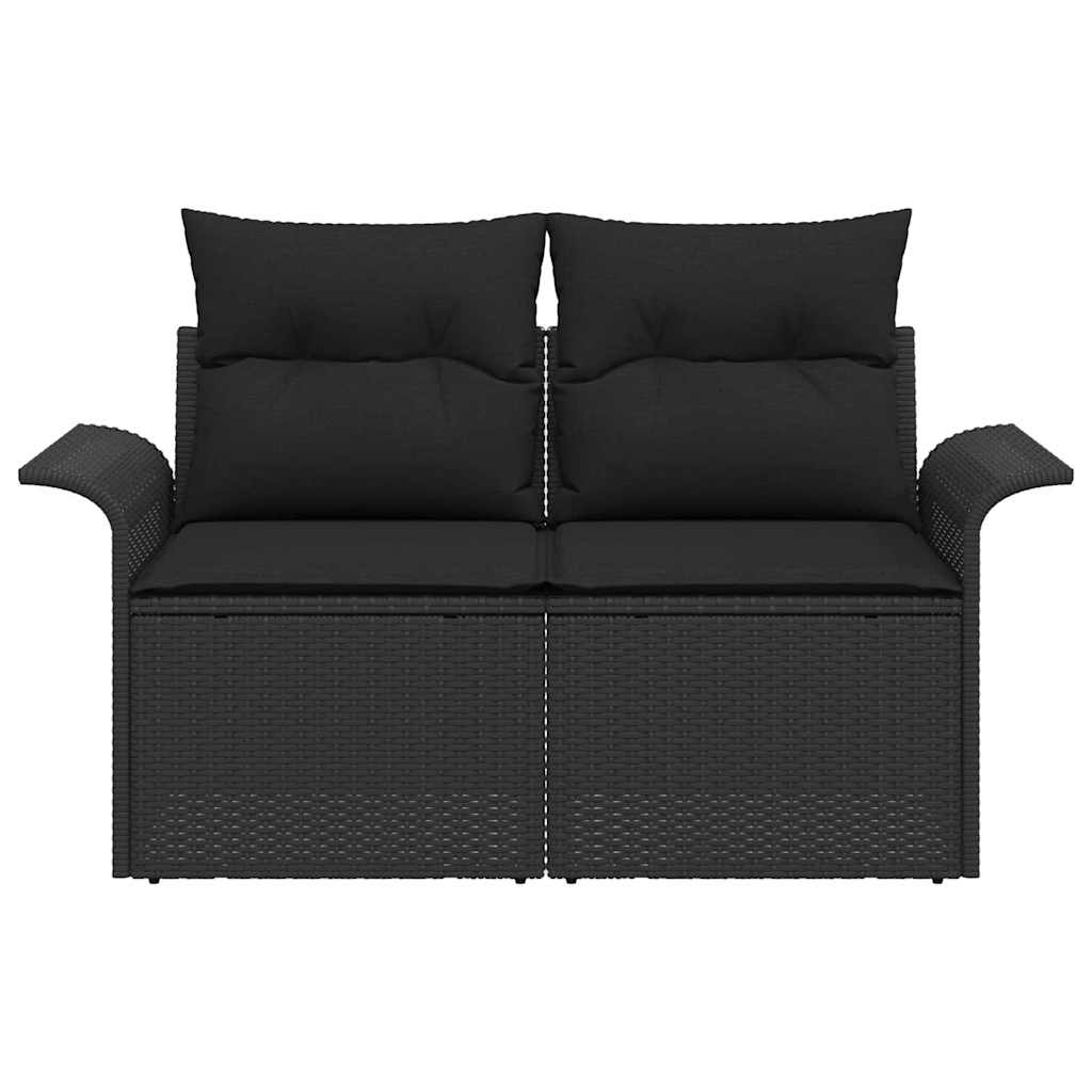 Gartensofa mit Kissen Schwarz 141 x 62 x 69cm Poly-Rattan